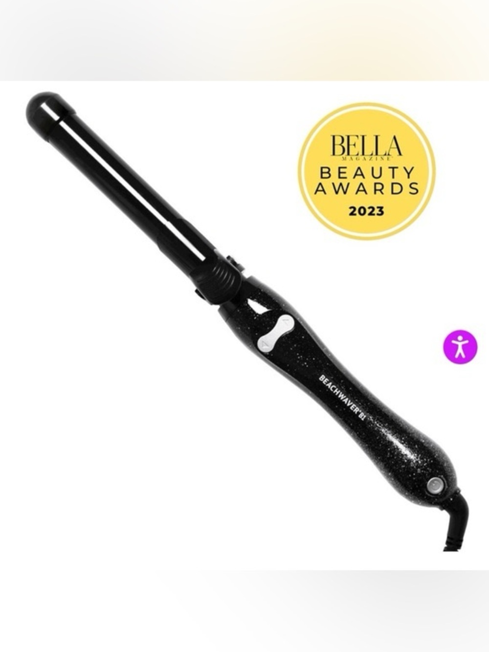Beachwaver Co. B1 rotating curling iron in a black glitter finish